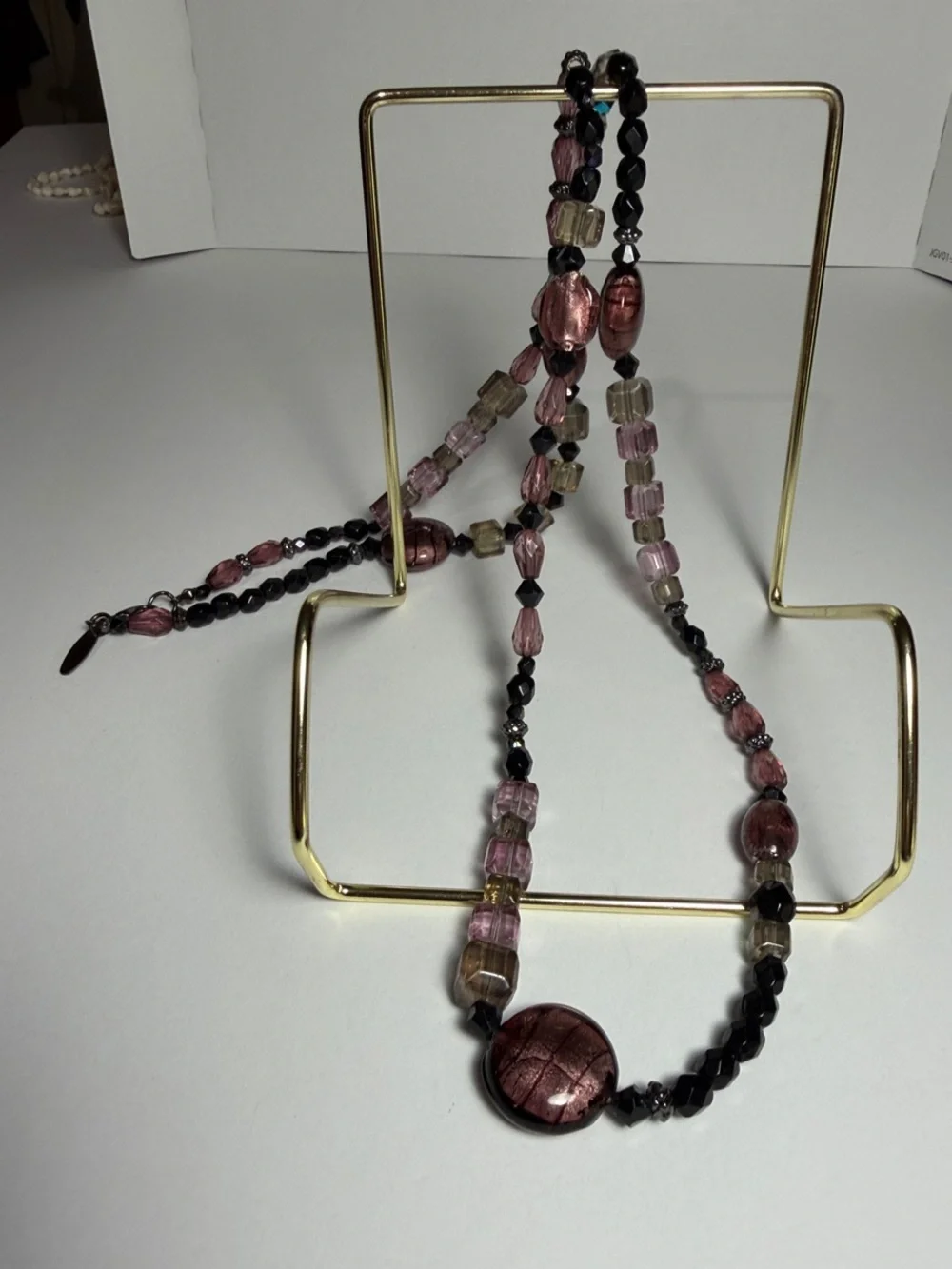 Avenue Purple and Pink Beaded Long Necklace